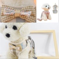 Wholesale Cute Pet Dog Harness Soft Leashes and Plaid Vest Harness Dog Puppy Leads for Small Dogs Cats Breathable Mesh Collar R2