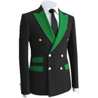 Wholesale Men s Suits Blazers Spring Autumn Jacket For Men Black Blazer With Green Lapel Slim Fit Groom Wear Smart Casual Wedding Tuxedo Man Coat Cu