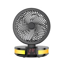Wholesale Electric Fans USB Charging Folding Desktop Fan With Temperature Display LED Light Indoor Air Circulation