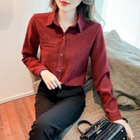 Wholesale Women s Blouses Shirts Chiffon Loose Casual Long Sleeve Blusas Fashion Solid Color Collar Shirt Spring Houthion