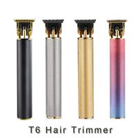 Wholesale T6 T shape Tooth Baldhead Electric Trimmer Carving USB Hair Cutting Machine White Aluminum Tube Clipper Colors
