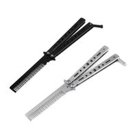 Wholesale Training Salon Stainless Steel Butterfly Comb Sling Knife Safety Novice Blade Practice For Novices Hair Brushes