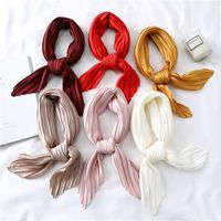 Wholesale 2020 Solid Black White Pink Small Square Twill Silk Satin Neck Scarf Women Ladies Crinkle Hair Headband Scarves cm cm