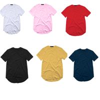 Wholesale Men s T Shirt Fashion Extended Street StyleT Shirt Men s clothing Curved Hem Long line Tops Tees Hip Hop Urban Blank Basic t Shirts