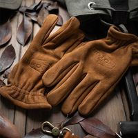 Wholesale Men s Frosted Genuine Leather Gloves Men Motorcycle Riding Full Finger Winter With Fur Vintage Brown Cowhide NR65
