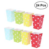 Discount wedding popcorn boxes Gift Wrap 24pcs Popcorn Boxes Holders Containers Cartons Polka Candy Paper Bags For Movie Theater Wedding Birthday Carnival