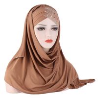 Wholesale Scarves Muslim Women Hijab Scarf Solid Color Sequins Jersey Hijabs Cap Islamic Soft Elastic Turban Headscarf Forehead Across Headband