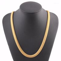 Wholesale Chains Rock Men Gold Filled Flat Snake Bone Necklace Shellhard cm Long Thick Link Chain Women Vintage Kolye Jewelry1