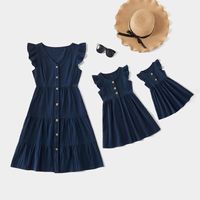 Wholesale 2021Summer Mom And Daughter Dresses Mommy Me Clothes Sleeveless Dress Women Girls Baby Outfits Family Matching Casual