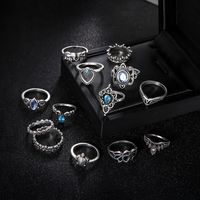 Wholesale 13Pcs set Sterling Silver Fire Opal Rings Natural Gemstone Moonstone Wedding Engagement Jewelry Gift for Women