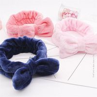 Wholesale Flannel Cosmetic Headbands Soft Bowknot Elastic Hair Band Hairlace For Washing Face Shower Spa Makeup Tools Brushes