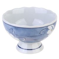 Wholesale Bowls Japanese Style Bowl With Stand Underglazed Ceramic Salad Cup Decorative Ice Cream Blue
