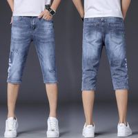 Wholesale Men s Jeans Denim Shorts Loose Straight Tube Summer Thin point Casual Fashion Brand Chinese Pants Korean