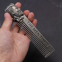Wholesale 1PC Gentelman Barber Styling Metal Comb Stainless Steel Men Beard Mustache Care Shaping Tools Pocket Size Silver Hair Combs