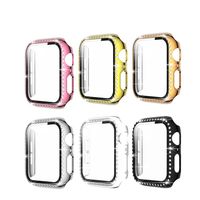 Wholesale Glass Screen Protector bling Case For Apple Watch cases mm mm iWatch mm mm diamond bumper Cover Accessories with box