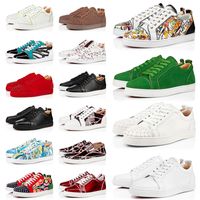 Wholesale 2021 New Arrival Red Bottoms Shoes Low Cut Fashion Platform Sneakers Studded Spikes Loafers Graffiti Suede Leather Flats Mens Trainers size