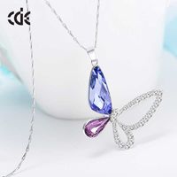Wholesale 925 Silver Necklace Butterfly Wing with Swarovski Crystal