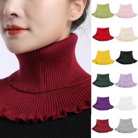 Wholesale Other Event Party Supplies Women Turtleneck Ribbed Knit False Collar Winter Dickey Windproof Detachable Wrap Ruffles Color Scarf S8U1