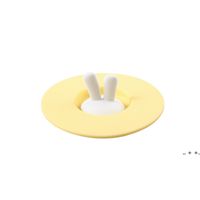 Wholesale Silicone Cup Lids cm Cartoon Rabbit Ears Overflow Prevention Anti Dust Round Bowl Lid Reusable Seal Coffee Mug Caps Cover RRD11586