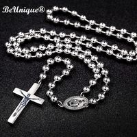 Wholesale Man s Luxury steel catholic rosary Cross charm necklace pendant center piece connectors Christmas Religious Goods