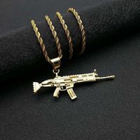 Wholesale Hip Hop Gold Color Stainless Steel SCAR Rifle CS GO Gun Pendants Necklace for Men Rapper Jewelry Drop Shipping