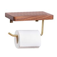 Wholesale Toilet Paper Holders HX5A Holder Wall Mounted Roll Tissue Stand With Wooden Shelf For Bathroom Walnut Beech Wood