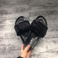 Wholesale 2021 Rihanna Leadcat Fenty Slipper Faux Fur Burgundy Slide Slippers Ladies Indoor Purple Pink Grey Sandals