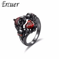 Wholesale Fashion Rings For Women Charm Gothic Skull Black Gold Ring Jewelry Classic Party Wedding Friendship Girls Valentine Gifts Band
