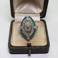 Wholesale Female Male Antique Silver ring Big Wide Rings For Women Men Green Stone White Zircon Wedding Bands Turkish Jewelry Emerald