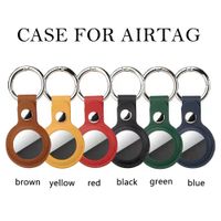 Wholesale PU Leather Key Ring cases for Apple Airtags Tracker Accessories Anti scratch Protective Sleeve Cover Shell Keychain Air tag case