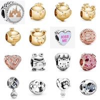 Wholesale 2021 NEW Sterling Silver Castle Pig Frog Strawberry Cat Claw Charm Fit DIY Women Bracelet Fashion Original Jewelry Gift