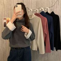 Wholesale Women s Jackets Make firm offers joker loose leisure French turtle neck edge grinding with velvet thickening Mao Wei garment VPL
