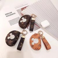Wholesale 3color Luxury Old Flowers Cartoon Pattern Keychains Men Women Fashion Bag Hanging Buckle Auto Car PU Leather Key Ring Keychain Simple Cute Mini Coin Purse Pendant
