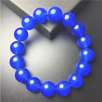 Wholesale Top Quality Natural Stone Aquamarines Bracelets Round Beads Elasticity Rope Blue Crystal Yoga Women Men Bracelet Pulsera Hombre Beaded Stra