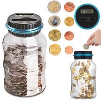 Wholesale 2 L Kid Piggy Bank Counter Coin Electronic Digital LCD Counting Coin Money Saving Box Jar Coins Storage Box USD EURO GBP Money X0709 X0710