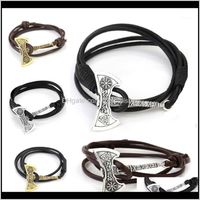 Wholesale Bracelets Jewelryskyrim Fashion Nordic Viking Valknut Axe Amulet Charm Multilayer Leather Bracelet Bangle For Women Men Jewelry Gift1 Drop