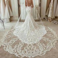 Wholesale Bridal Veils White Ivory Wedding Veil m Long Comb Lace Mantilla Accessories Veu De Noiva