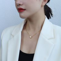 Wholesale Japanese and Korean Simple Small Fresh Beautiful Butterfly Necklace White Seashell Set Earrings Steel Plated k Gold CJBI719