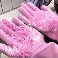Wholesale Disposable Gloves Dishwashing Rubber Work Dish Washing Latex Silicone Household Cleaning Brush Magic For Kitchen Gadgets Pink Exfoliating