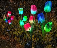 Wholesale Outdoor Solar Powered LED Light tulip Flower Lamp for Yard Garden Path Way Landscape Decoration for Wedding Party On Sales