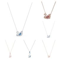 swan charms 2022 - catenary Hand Sterling suit Silver Clear CZ Charm BeadShi family smart Swan Necklace female exquisite Blues jump blue sky goose clavicle wit