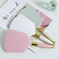 Wholesale Vintage Handheld Makeup with Handle Hand Vanity Irregular Salon Dressing Table Compact Mirror for Dentist Home Cosmetics