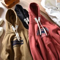 Wholesale Men s Hoodies Sweatshirts Winter Heavyweight Thickened Embroidery Hooded With Velvet Fashion Washed Old Pullover Loose Couple Warm Sportwe