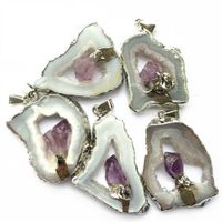 Wholesale Hot Fashion Natural Stone Pendants Agates Amethysts Necklace Charms for Jewelry Making DIY Direct Sales G0927