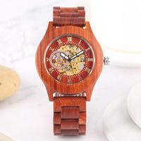 Wholesale Wristwatches Automatic Mechanical Wooden Watch Roman Numerals Display Men Wood Wristwatch Top Luxury Luminous Dial Male Timepiece Reloj