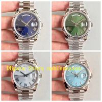 Wholesale 8 Color N Factory L Steel Watch Men President mm Day Date K White Gold Green Roman Dial Silver Quadrant Motif NoobF ETA Automatic Mens Watches