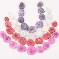 Wholesale Freeform Solar Druzy Drusy Agates Slab Charms Beads Jewelry Faceted Drilled Slice Sun Flower Loose Bracelet XFX AMCE