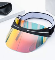 Wholesale designer visor Summer top men s and women s sun hat latest design dazzle color transparent PVC hat high quality