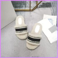 Wholesale Women Slipper Fashion Babouche Winter Outdoor Woolen Slippers Fall Lady Shoes Mens Street Shoe Wool Simplicity High Quality D2112075F