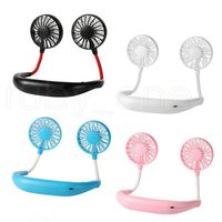 Wholesale Hand Free Fan Sports Portable USB Rechargeable Dual Mini Air Cooler Summer Neck Hanging Fan Party Favor Sea Shipping RRA4236